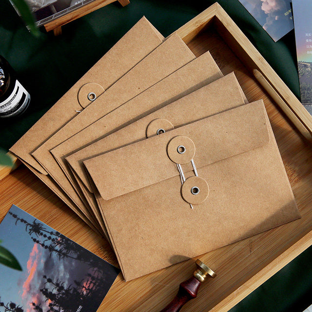 Vintage Kraft Paper Envelope with Button Closure - product image 3