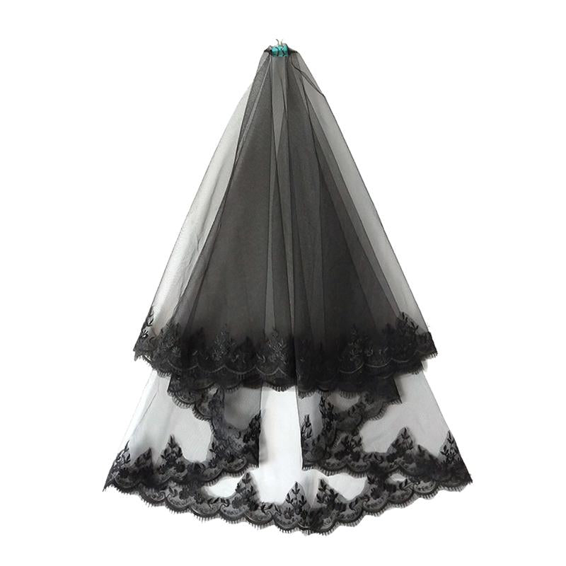 Vintage Black Bridal Veil Headpiece for Weddings
