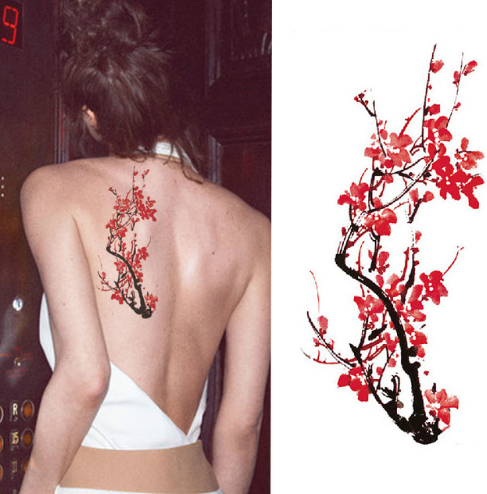 Flower Tattoo Stickers - Plum Blossom Design