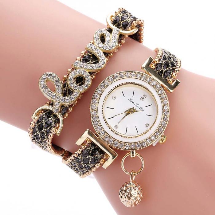 Diamond-Studded Snake Skin Women's Watch with Bracelet