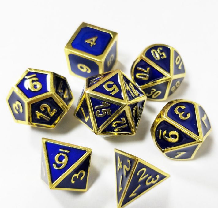 7-Piece Metal RPG Dice Set with Bag