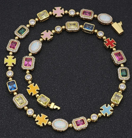 Gold-Plated Hip-Hop Gemstone Necklace - product image 2