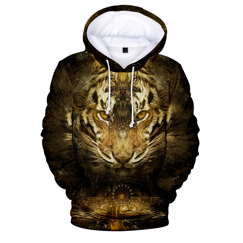 Men's Creative Print Hoodie with Animal Tiger Design