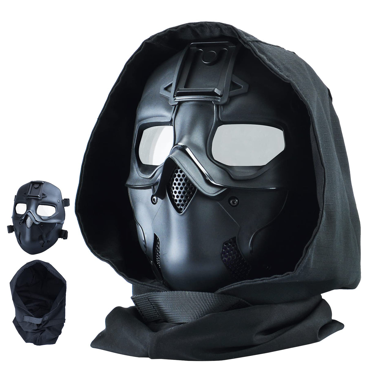 Guayma Halloween Cyberpunk Mask Airsoft Paintball Anti Fog Full Face Mask for Tactical Costume Techwear Cosplay PropsBK