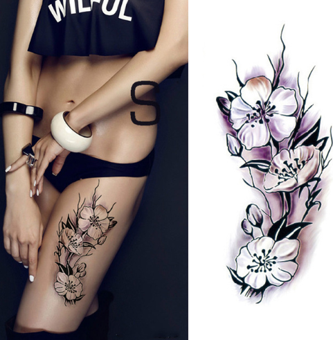 Flower Tattoo Stickers - Plum Blossom Design