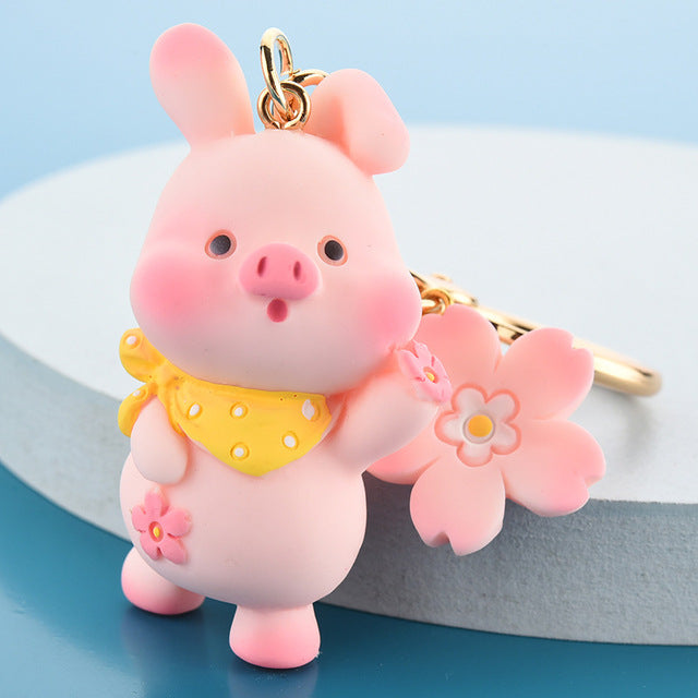 Pink Pig Flower Keychain - product image 4