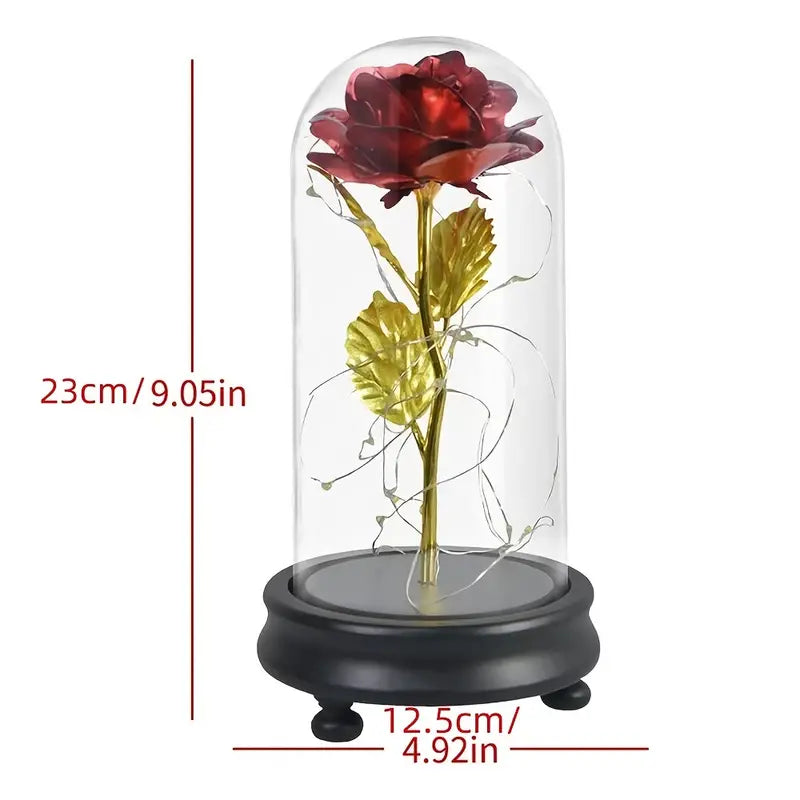 Light Up Rose in Glass Dome - 1pc Artificial Flower
