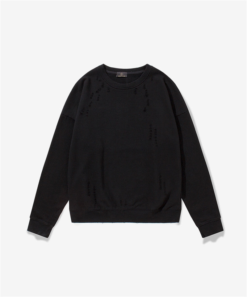 High Street Distressed Crew Neck Sweatshirt for Men