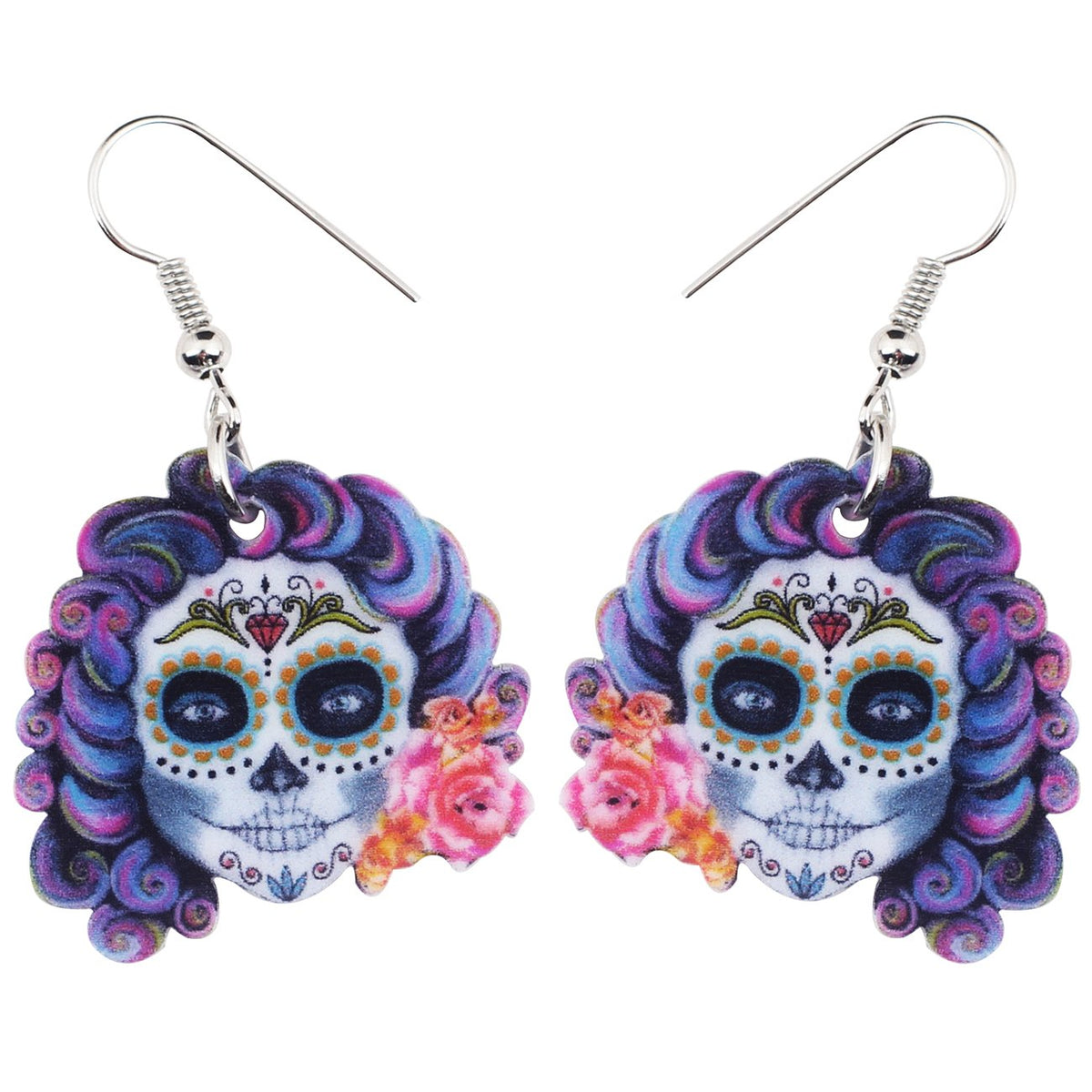 Halloween Sugar Skull Dangle Earrings