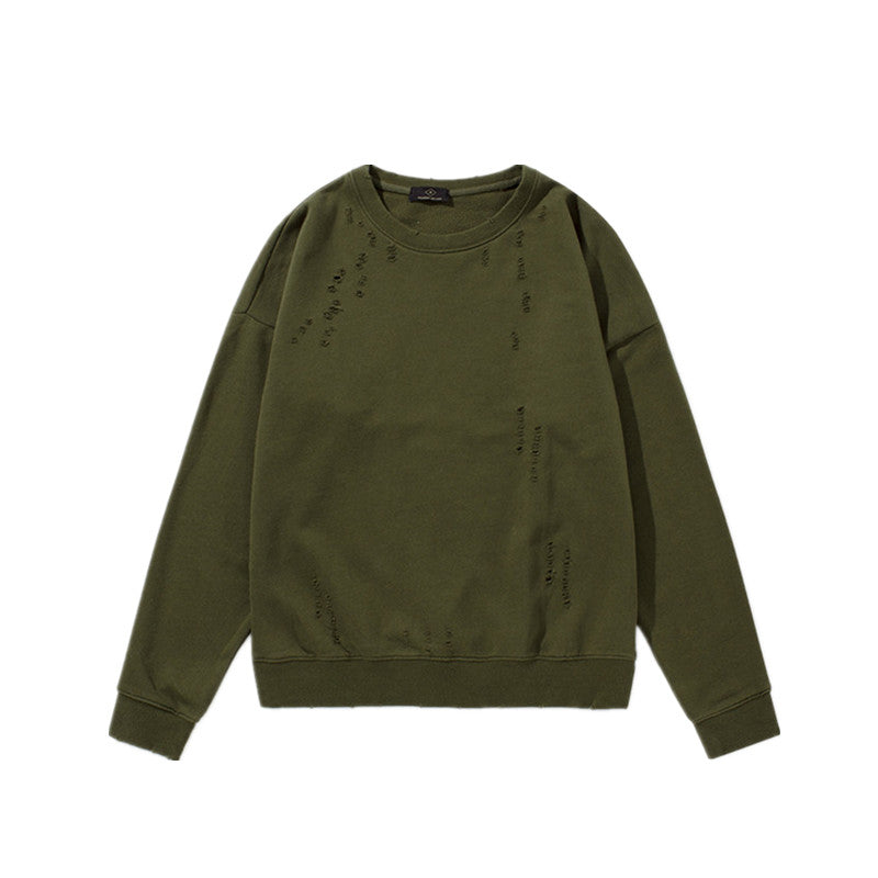 High Street Distressed Crew Neck Sweatshirt for Men