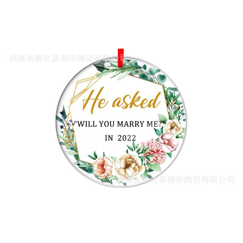 Double-Sided Printed Ceramic Christmas Bauble Ornament