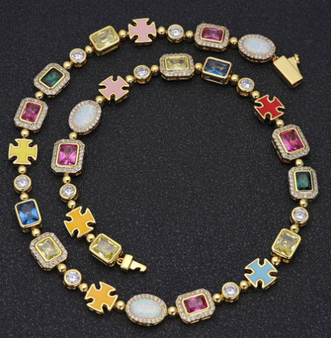 Gold-Plated Hip-Hop Gemstone Necklace - product image 8