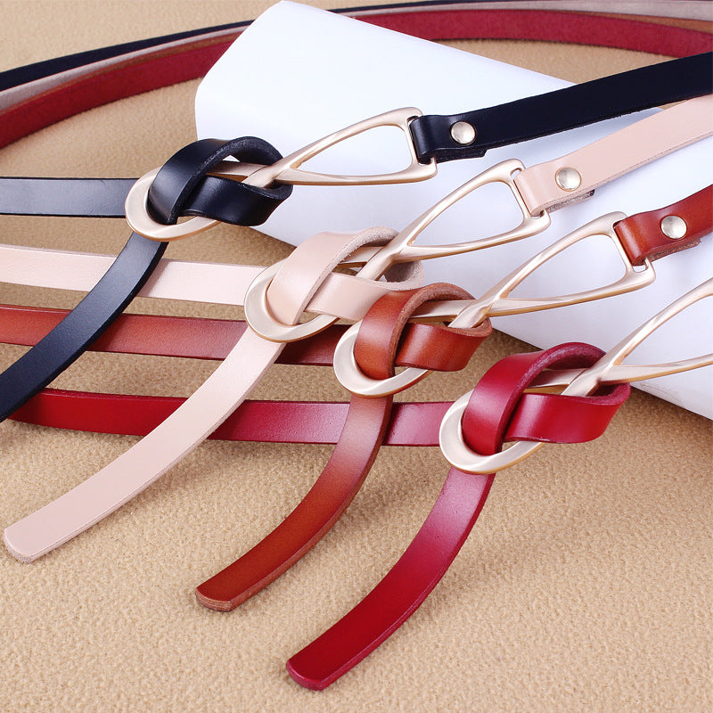 Korean Style Knot Genuine Leather Belt in Multiple Colors