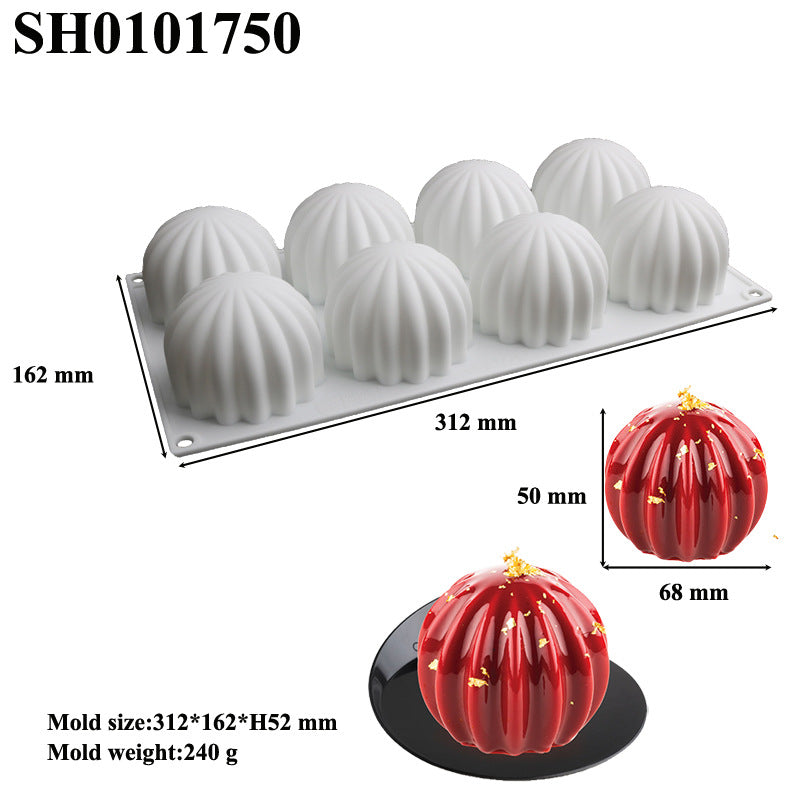 8-Cavity Spiral Silicone Mousse Cake Mold for Baking