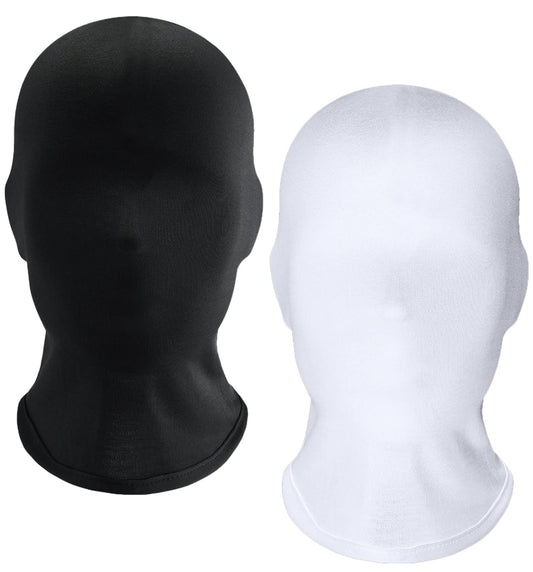 Joukavor Unisex 2 Pieces Full Head Mask for Halloween Cosplay Costume Spandex Hood Faceless Mask (Black&White)