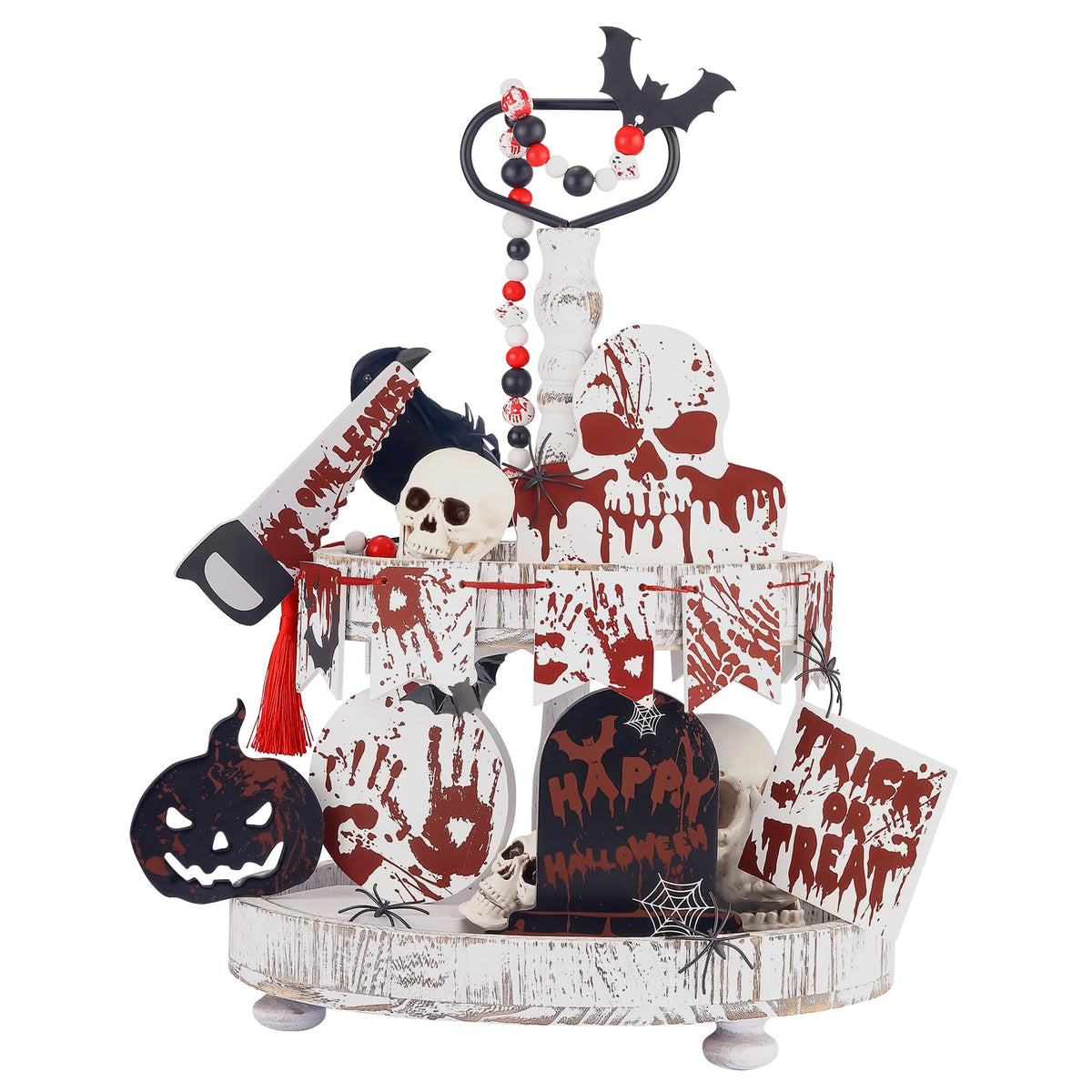 17-Piece Halloween Tiered Tray Decor Set