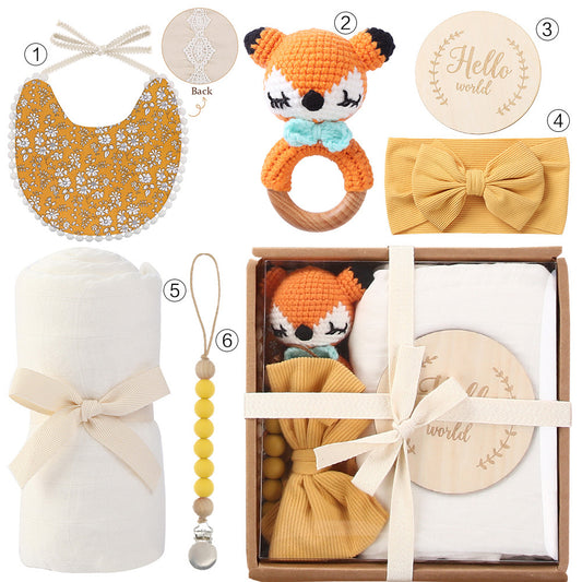 Newborn Gift Set with Bath Towel, Pacifier & Toys