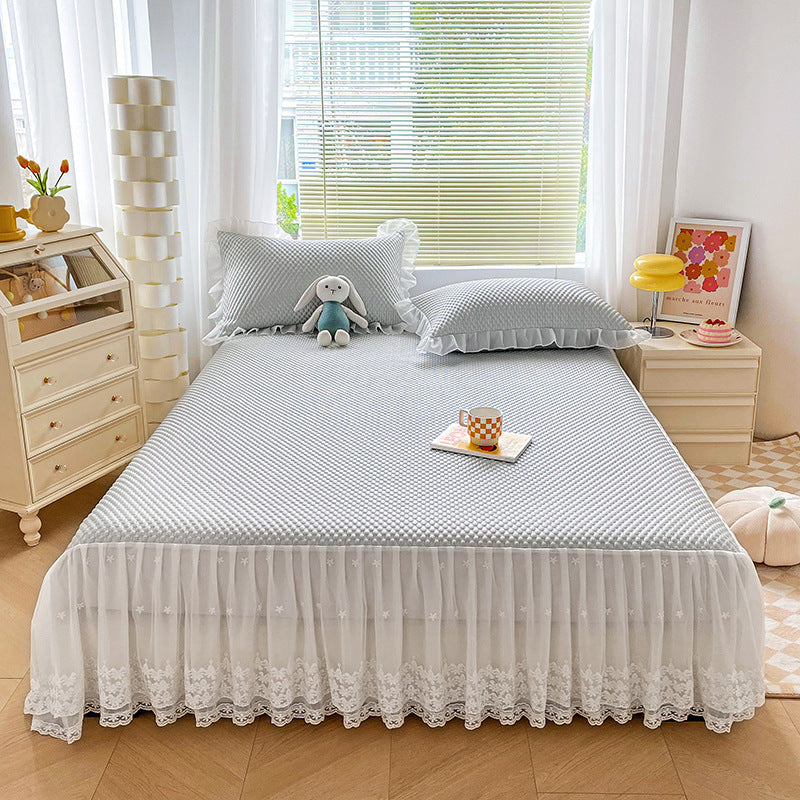 Solid Color 3D Ice Silk Bedding Set for Summer (3 Pieces)