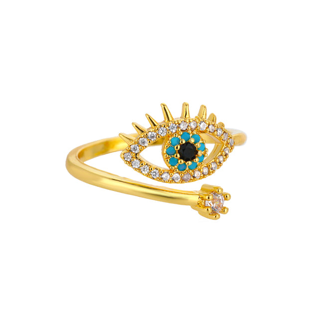 Retro Blue Zircon Trendy Personality Ring