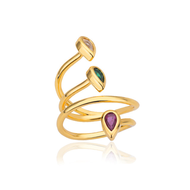 Retro Blue Zircon Trendy Personality Ring