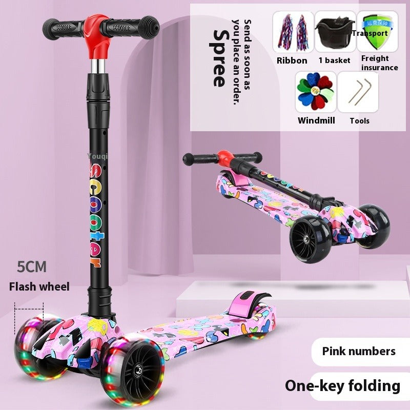 Kids Foldable Flash Wheel Scooter