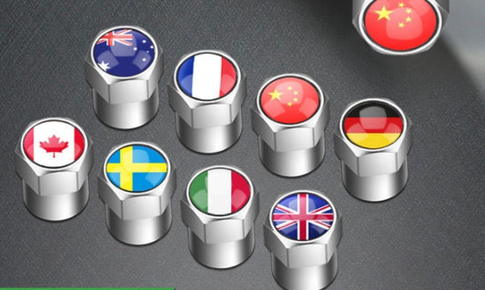4-Pack Chrome Flag Valve Stem Caps