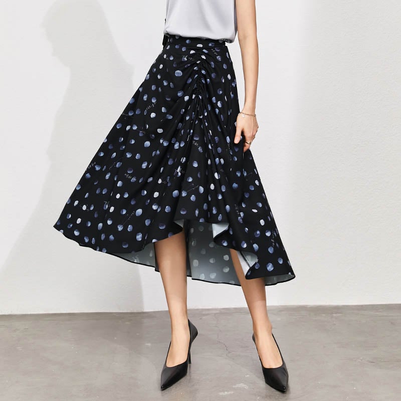 Pleated Skirt with French Polka Dot Letter Print