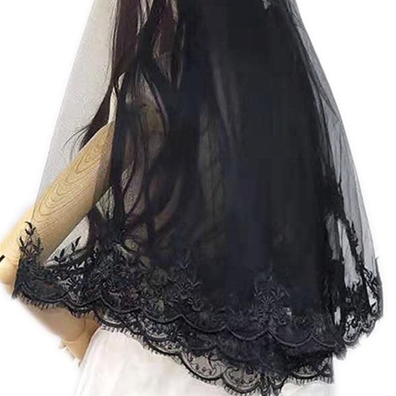 Vintage Black Bridal Veil Headpiece for Weddings