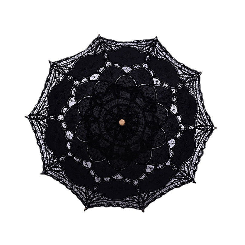 Embroidered Lace Umbrella with Cotton Fabric Decor
