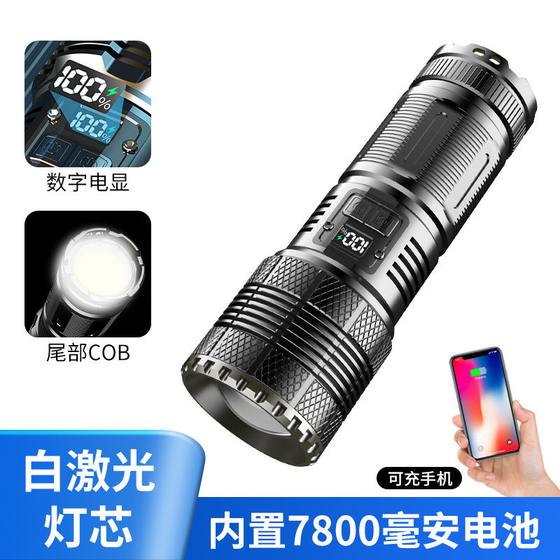 High-Power Rechargeable Flashlight with Zoom Function
