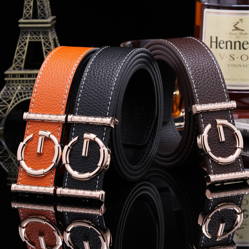 Smooth Buckle Casual Men's Belt - Microfiber, Unisex