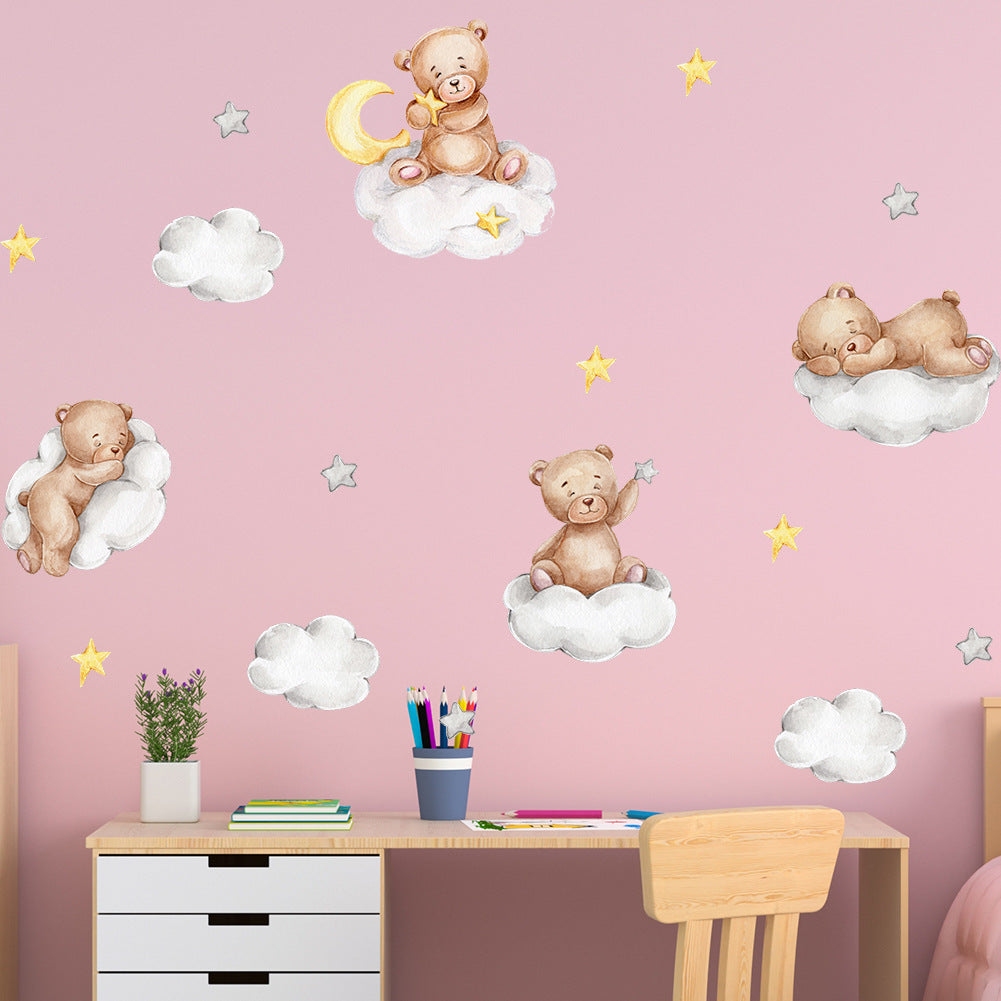 Bear on Clouds Wall Stickers for Children's Room Decor