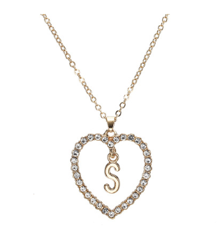 Crystal Heart Letter Necklace - product image 12