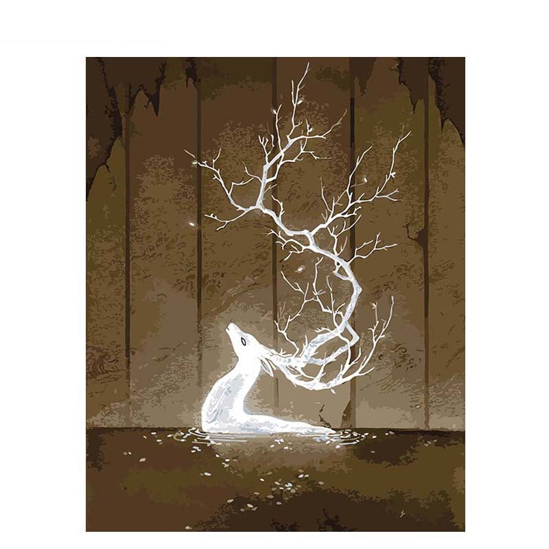 White Elf Deer Decorative Oil Painting - product image 2