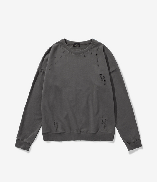High Street Distressed Crew Neck Sweatshirt for Men