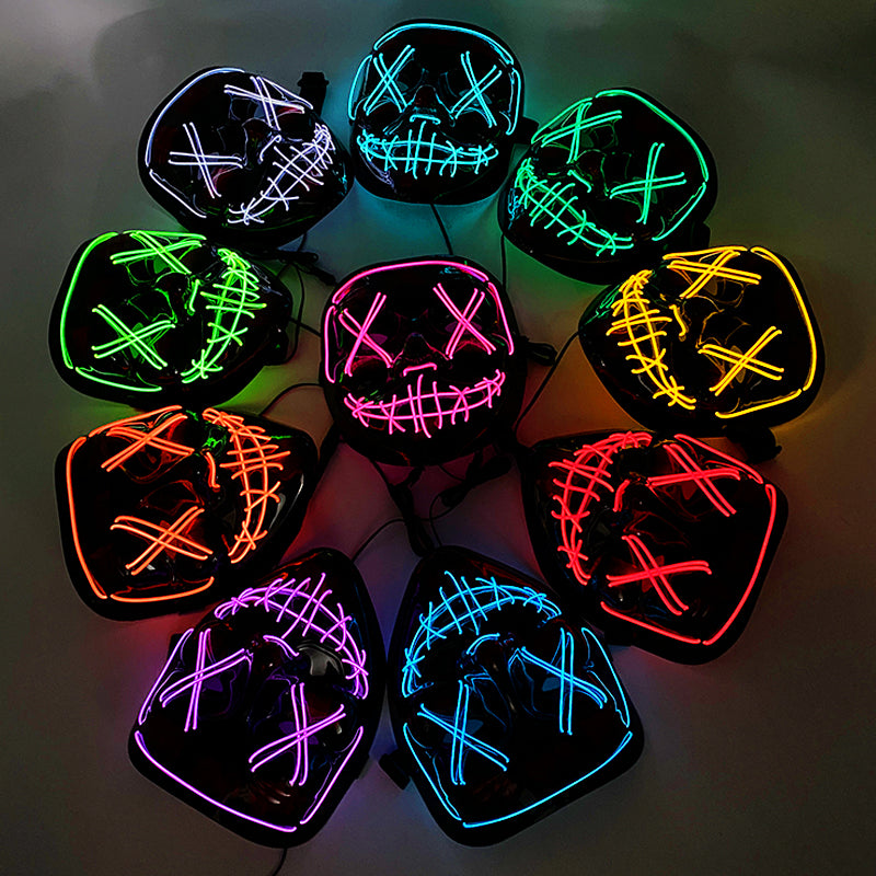 LED Neon Halloween Mask for Cosplay Costume