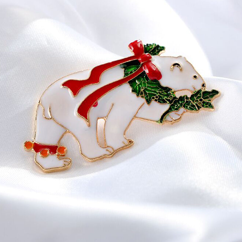 Vintage Christmas Deer & Snowman Brooch - product image 2