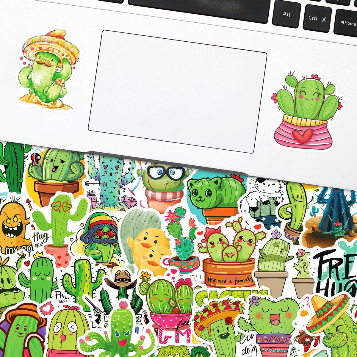 50 PCS Original Small Fresh Cactus Stickers Set