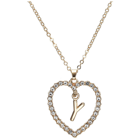 Crystal Heart Letter Necklace - product image 16