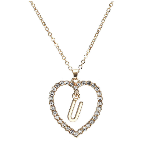 Crystal Heart Letter Necklace - product image 27