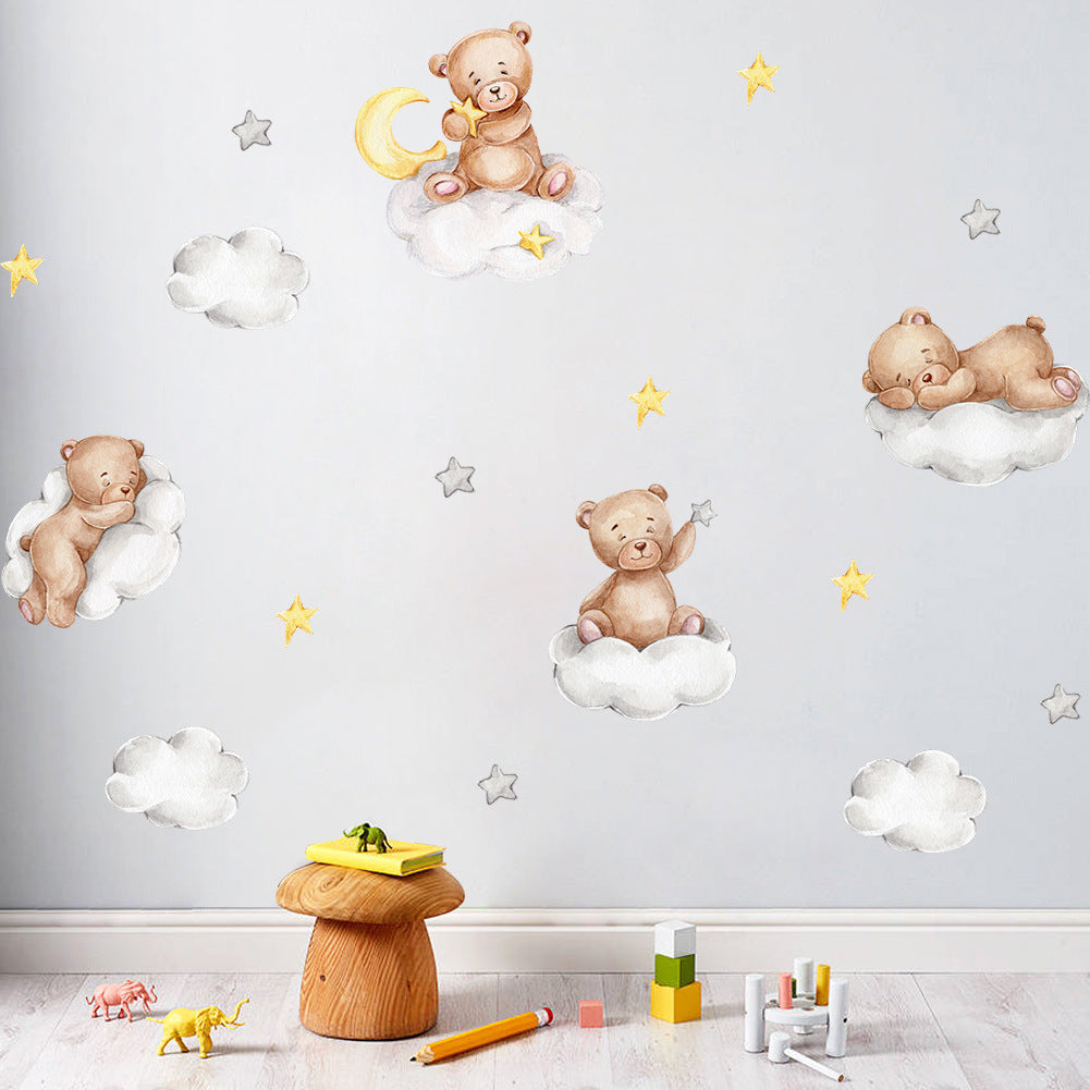 Bear on Clouds Wall Stickers for Children's Room Decor