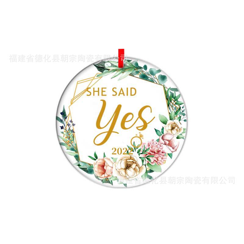 Double-Sided Printed Ceramic Christmas Bauble Ornament