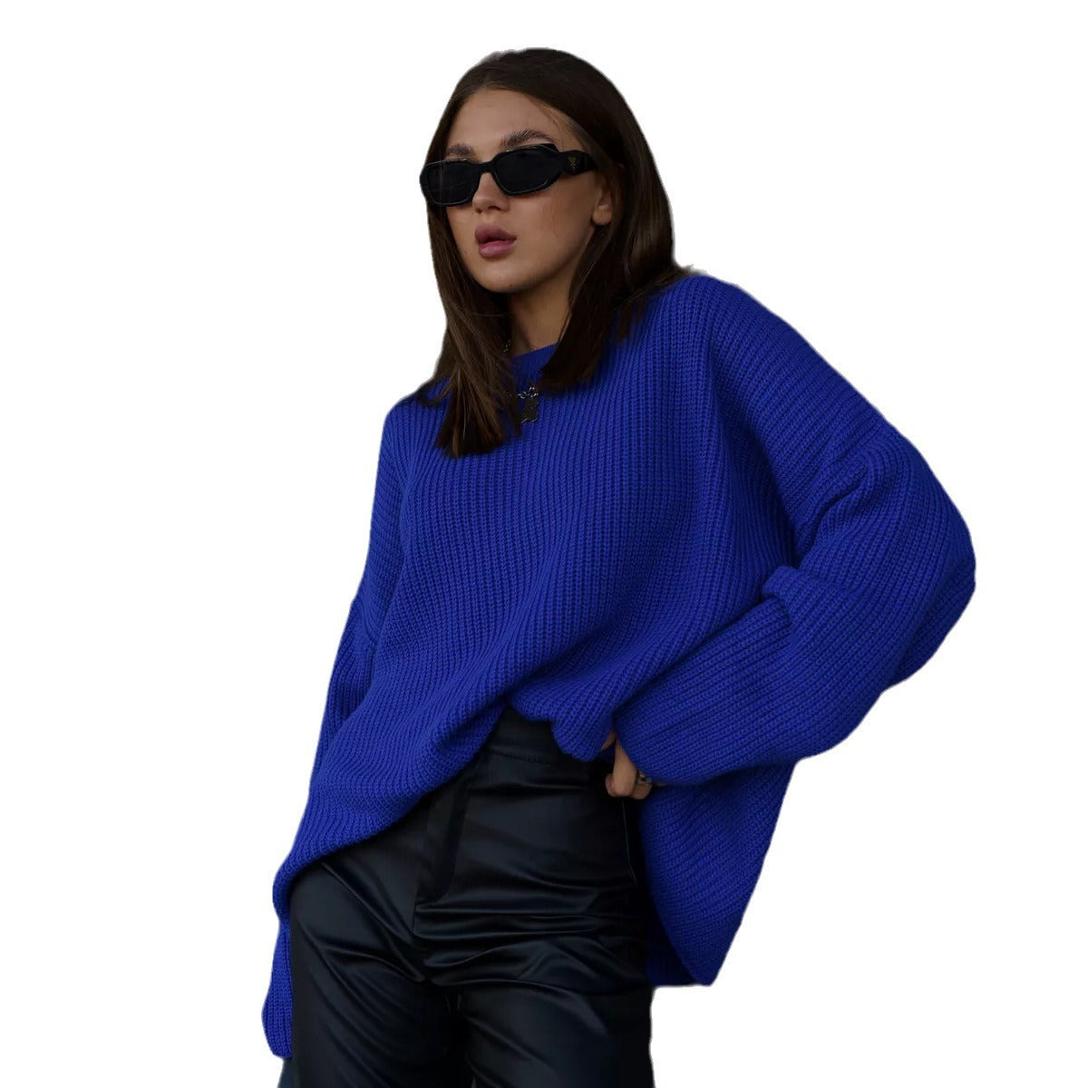 2024 Women's Loose Knit Sweater - Solid Color Crewneck