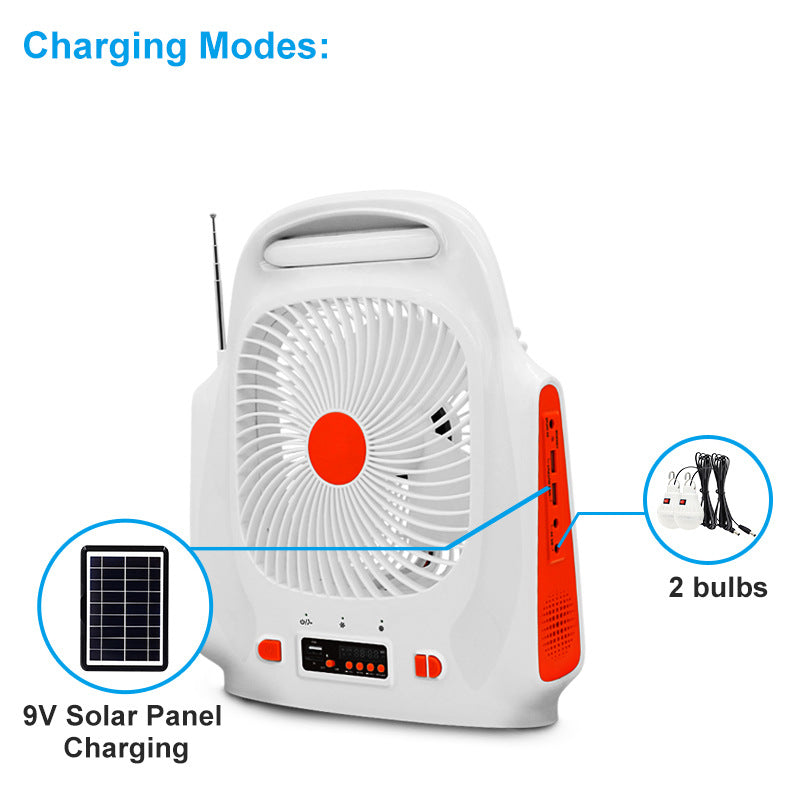8-Inch Rechargeable Portable Fan with Bluetooth & Radio