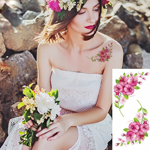 Flower Tattoo Stickers - Plum Blossom Design