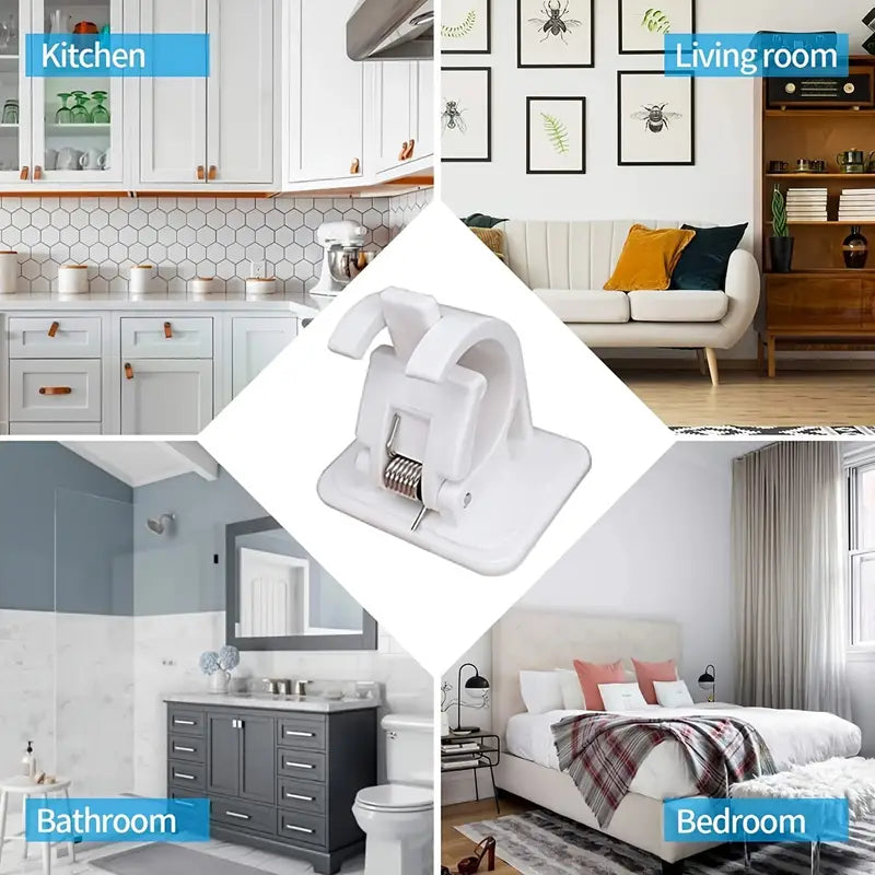 Adhesive Telescopic Rod Clip Holder for Curtains