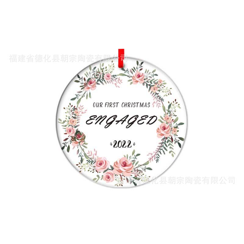 Double-Sided Printed Ceramic Christmas Bauble Ornament