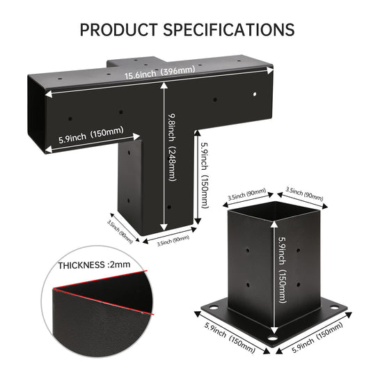 Black Powder Coated Canopy Frame Support Base Kit