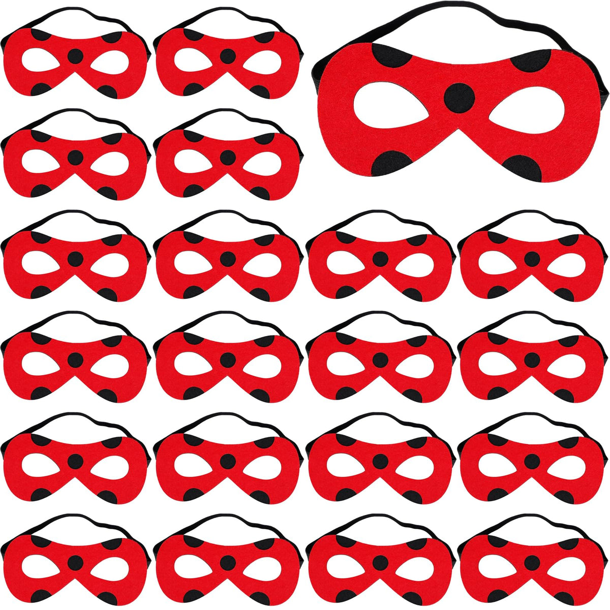 Yssreey 24 Pieces Lagybug Mask for Woman Girls Black Spot Red Miraculous Ladybug Mask Costume Halloween Party Cosplay Decorations