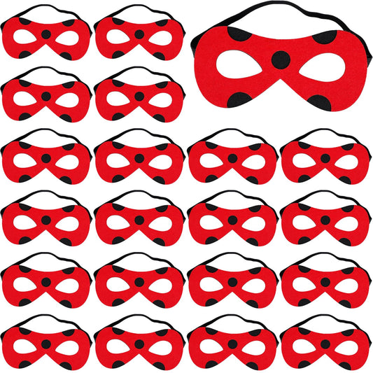 Yssreey 24 Pieces Lagybug Mask for Woman Girls Black Spot Red Miraculous Ladybug Mask Costume Halloween Party Cosplay Decorations